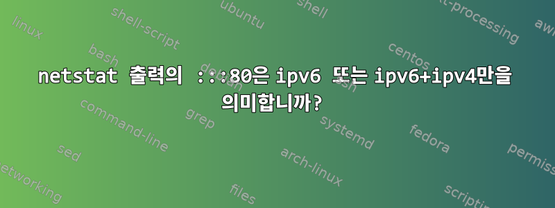 netstat 출력의 :::80은 ipv6 또는 ipv6+ipv4만을 의미합니까?