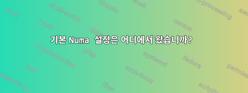 기본 Numa 설정은 어디에서 왔습니까?