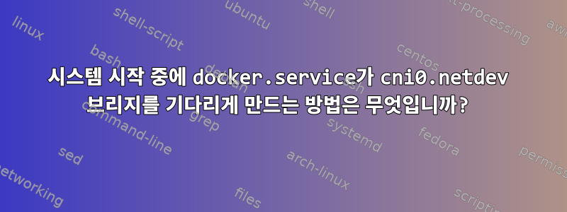 시스템 시작 중에 docker.service가 cni0.netdev 브리지를 기다리게 만드는 방법은 무엇입니까?