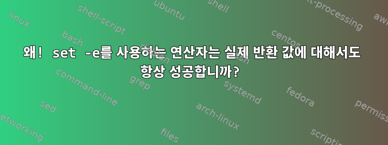 왜! set -e를 사용하는 연산자는 실제 반환 값에 대해서도 항상 성공합니까?