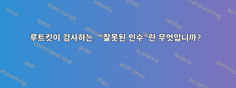 루트킷이 검사하는 "잘못된 인수"란 무엇입니까?