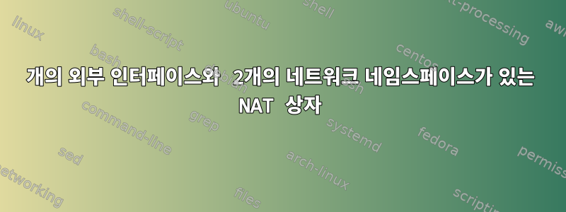 2개의 외부 인터페이스와 2개의 네트워크 네임스페이스가 있는 NAT 상자