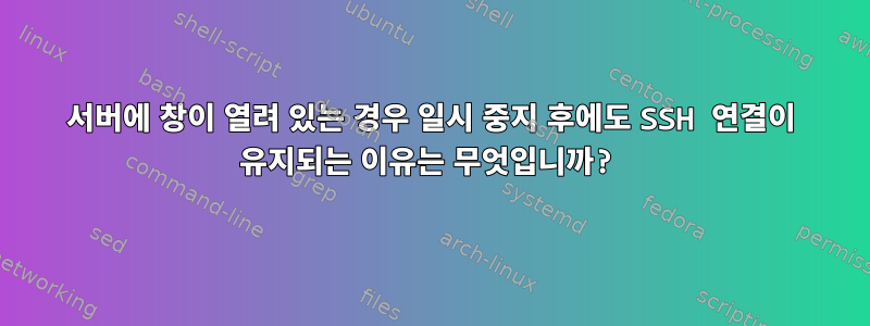 서버에 창이 열려 있는 경우 일시 중지 후에도 SSH 연결이 유지되는 이유는 무엇입니까?