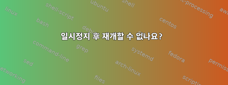 일시정지 후 재개할 수 없나요?