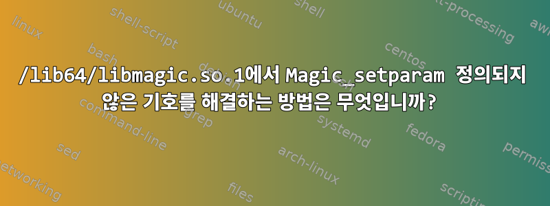 /lib64/libmagic.so.1에서 Magic_setparam 정의되지 않은 기호를 해결하는 방법은 무엇입니까?