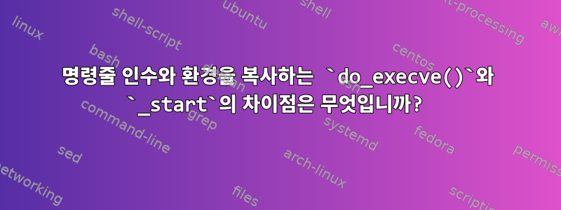 명령줄 인수와 환경을 복사하는 `do_execve()`와 `_start`의 차이점은 무엇입니까?