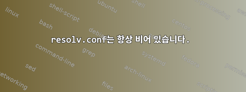 resolv.conf는 항상 비어 있습니다.