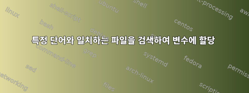 특정 단어와 일치하는 파일을 검색하여 변수에 할당