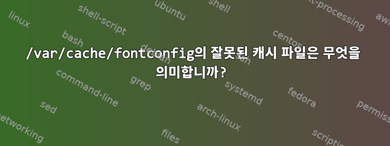 /var/cache/fontconfig의 잘못된 캐시 파일은 무엇을 의미합니까?