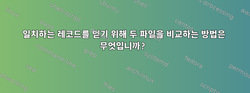 일치하는 레코드를 얻기 위해 두 파일을 비교하는 방법은 무엇입니까?