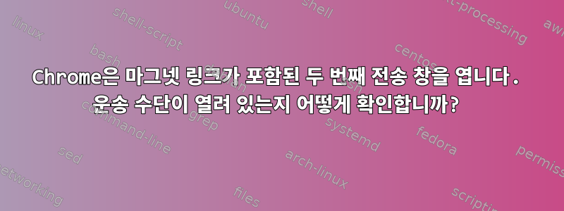 Chrome은 마그넷 링크가 포함된 두 번째 전송 창을 엽니다. 운송 수단이 열려 있는지 어떻게 확인합니까?