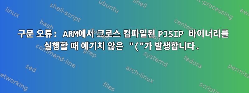 구문 오류: ARM에서 크로스 컴파일된 PJSIP 바이너리를 실행할 때 예기치 않은 "("가 발생합니다.