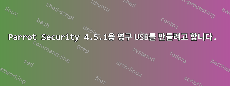 Parrot Security 4.5.1용 영구 USB를 만들려고 합니다.