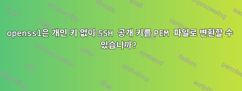 openssl은 개인 키 없이 SSH 공개 키를 PEM 파일로 변환할 수 있습니까?