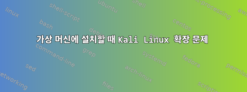 가상 머신에 설치할 때 Kali Linux 확장 문제