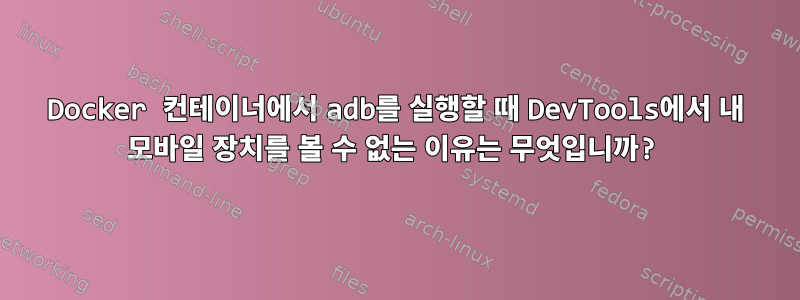 Docker 컨테이너에서 adb를 실행할 때 DevTools에서 내 모바일 장치를 볼 수 없는 이유는 무엇입니까?