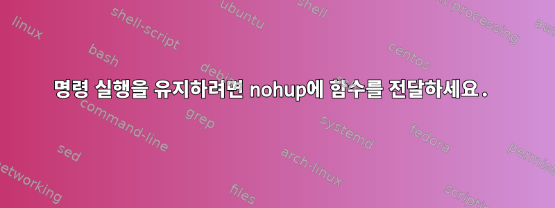 명령 실행을 유지하려면 nohup에 함수를 전달하세요.