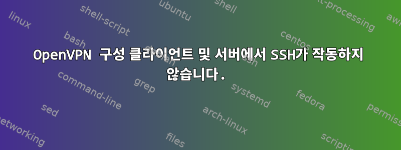 OpenVPN 구성 클라이언트 및 서버에서 SSH가 작동하지 않습니다.