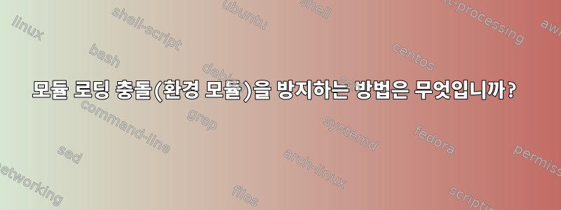 모듈 로딩 충돌(환경 모듈)을 방지하는 방법은 무엇입니까?