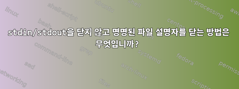 stdin/stdout을 닫지 않고 명명된 파일 설명자를 닫는 방법은 무엇입니까?