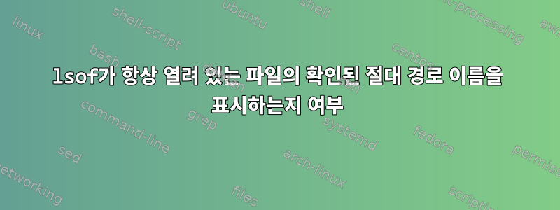 lsof가 항상 열려 있는 파일의 확인된 절대 경로 이름을 표시하는지 여부