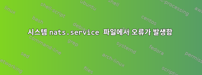 시스템 nats.service 파일에서 오류가 발생함