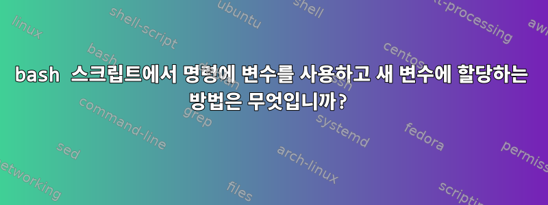 bash 스크립트에서 명령에 변수를 사용하고 새 변수에 할당하는 방법은 무엇입니까?