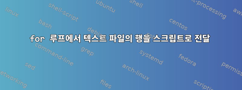 for 루프에서 텍스트 파일의 행을 스크립트로 전달