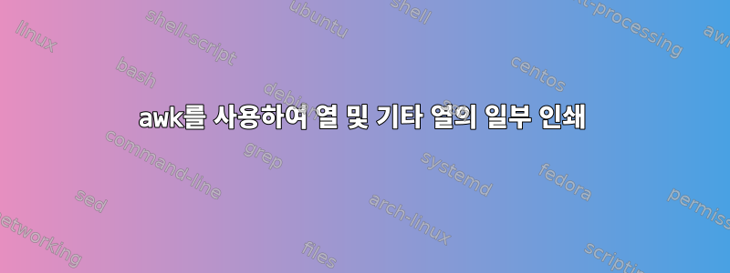 awk를 사용하여 열 및 기타 열의 일부 인쇄