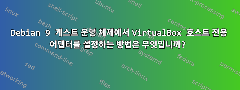 Debian 9 게스트 운영 체제에서 VirtualBox 호스트 전용 어댑터를 설정하는 방법은 무엇입니까?