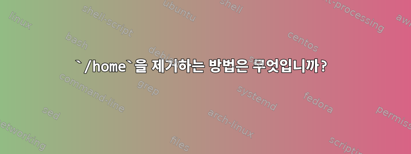 `/home`을 제거하는 방법은 무엇입니까?