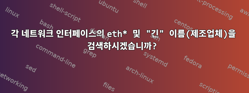 각 네트워크 인터페이스의 eth* 및 "긴" 이름(제조업체)을 검색하시겠습니까?