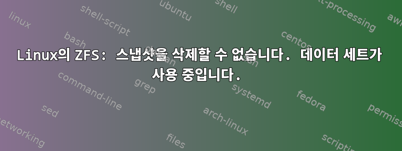 Linux의 ZFS: 스냅샷을 삭제할 수 없습니다. 데이터 세트가 사용 중입니다.