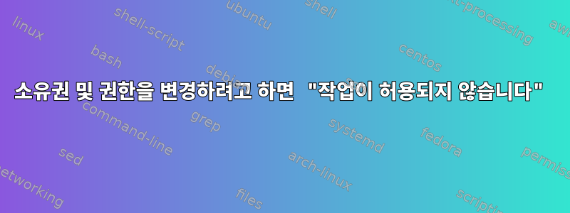 소유권 및 권한을 변경하려고 하면 "작업이 허용되지 않습니다"