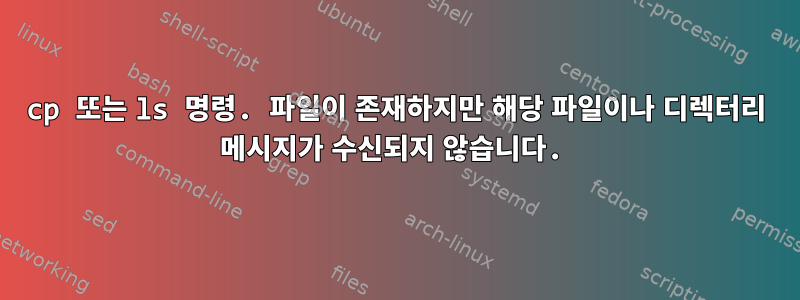 cp 또는 ls 명령. 파일이 존재하지만 해당 파일이나 디렉터리 메시지가 수신되지 않습니다.