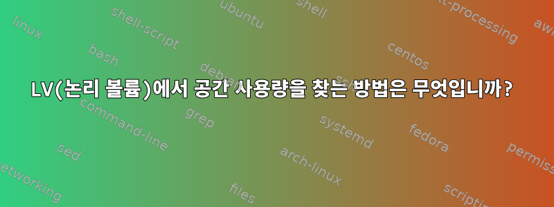 LV(논리 볼륨)에서 공간 사용량을 찾는 방법은 무엇입니까?