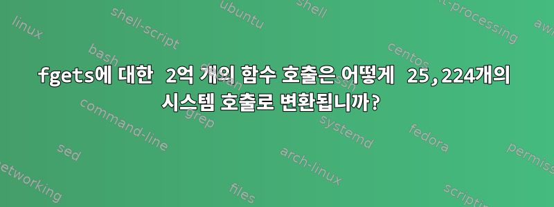 fgets에 대한 2억 개의 함수 호출은 어떻게 25,224개의 시스템 호출로 변환됩니까?