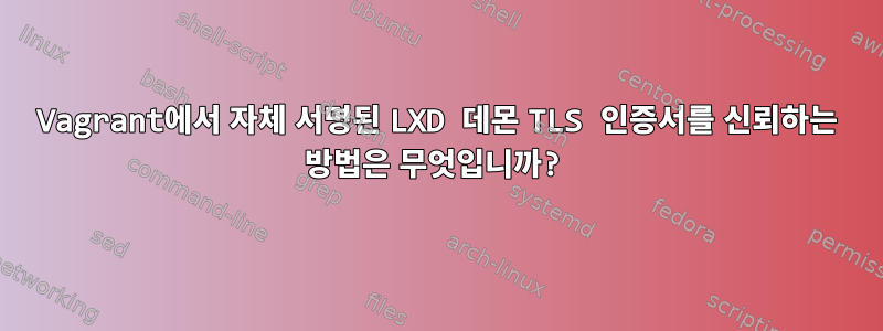 Vagrant에서 자체 서명된 LXD 데몬 TLS 인증서를 신뢰하는 방법은 무엇입니까?