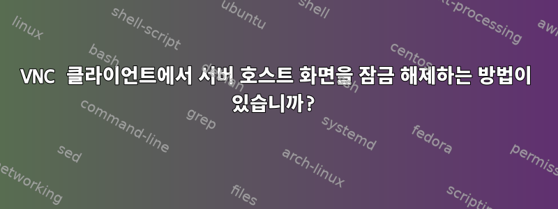 VNC 클라이언트에서 서버 호스트 화면을 잠금 해제하는 방법이 있습니까?