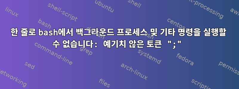 한 줄로 bash에서 백그라운드 프로세스 및 기타 명령을 실행할 수 없습니다: 예기치 않은 토큰 ";"