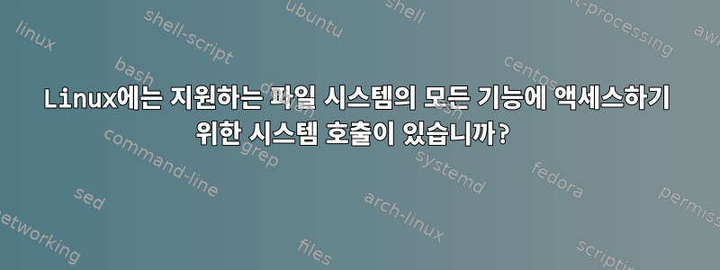 Linux에는 지원하는 파일 시스템의 모든 기능에 액세스하기 위한 시스템 호출이 있습니까?