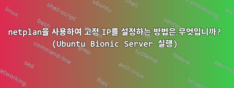 netplan을 사용하여 고정 IP를 설정하는 방법은 무엇입니까? (Ubuntu Bionic Server 실행)