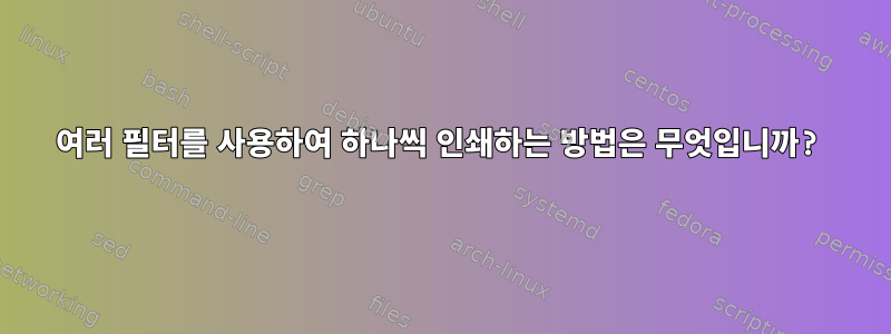 여러 필터를 사용하여 하나씩 인쇄하는 방법은 무엇입니까?