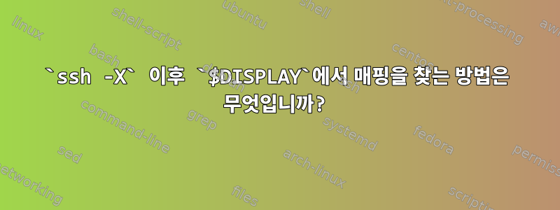 `ssh -X` 이후 `$DISPLAY`에서 매핑을 찾는 방법은 무엇입니까?