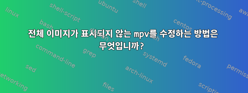 전체 이미지가 표시되지 않는 mpv를 수정하는 방법은 무엇입니까?