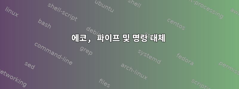 에코, 파이프 및 명령 대체