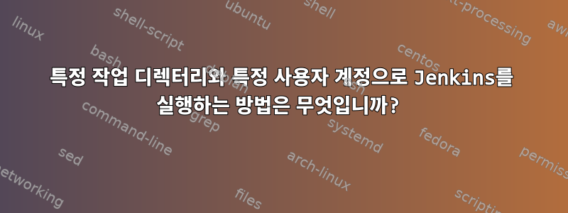 특정 작업 디렉터리와 특정 사용자 계정으로 Jenkins를 실행하는 방법은 무엇입니까?