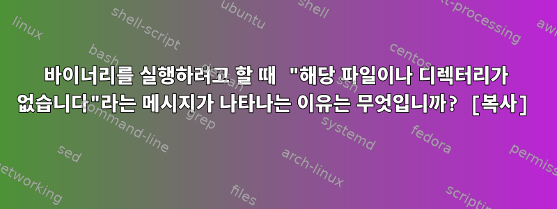 바이너리를 실행하려고 할 때 "해당 파일이나 디렉터리가 없습니다"라는 메시지가 나타나는 이유는 무엇입니까? [복사]