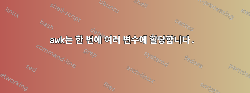 awk는 한 번에 여러 변수에 할당합니다.