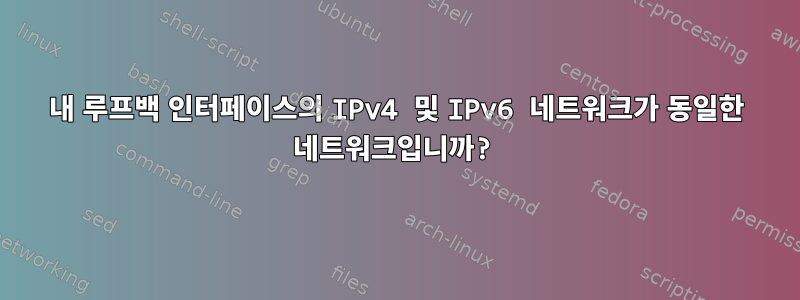 내 루프백 인터페이스의 IPv4 및 IPv6 네트워크가 동일한 네트워크입니까?